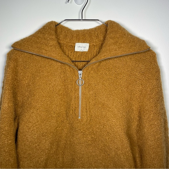 Aritzia Wilfred Free  yellow sweater pullover  half zipped  size  XS - Picture 2 of 9